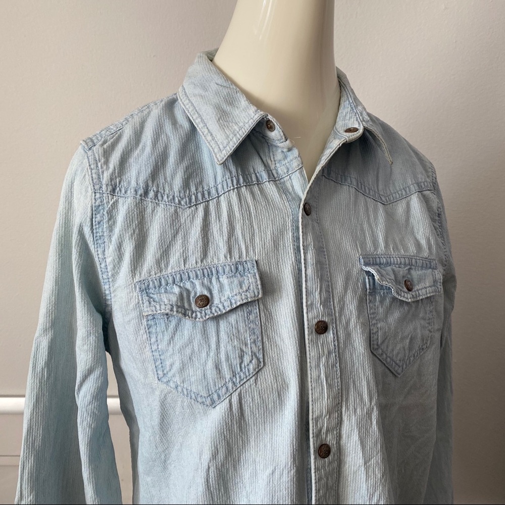Current/Elliott Denim Blue Button Down Shirt - Picture 4 of 8